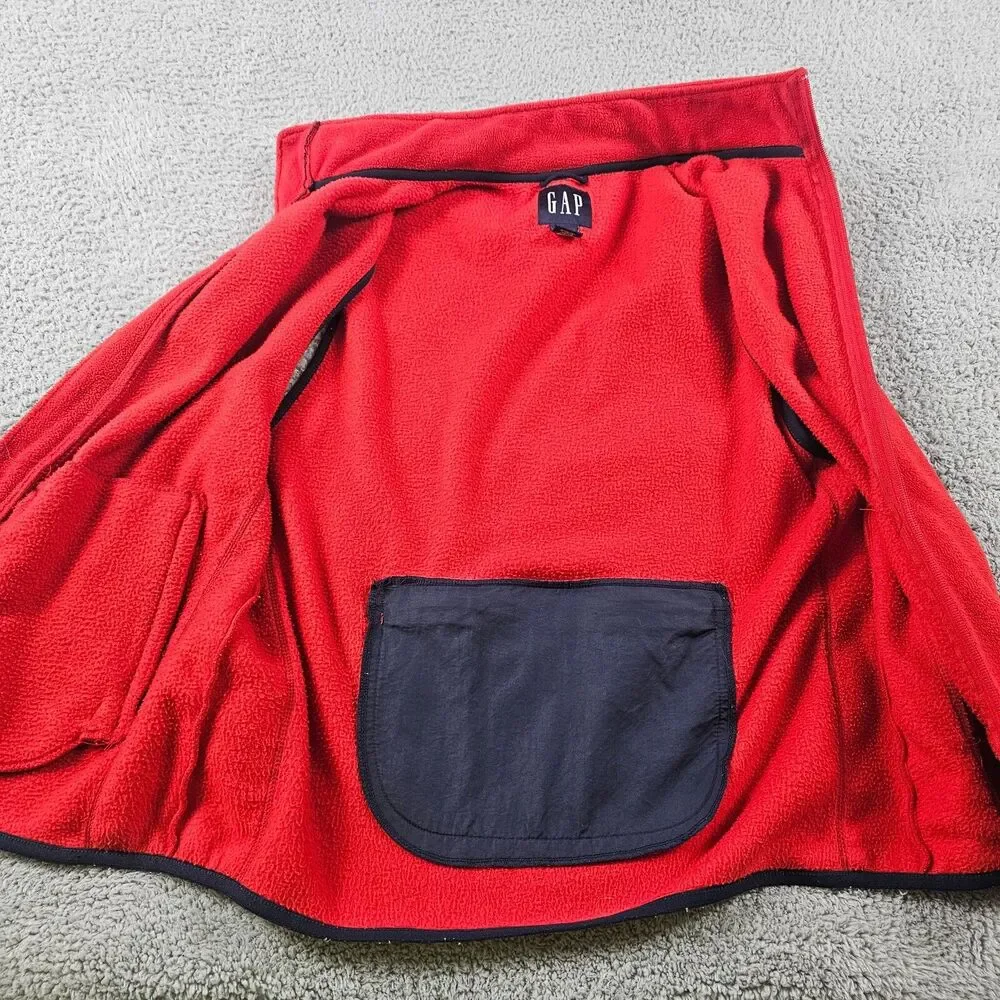 Vintage Gap Vest Mens Large Red Fleece Full Zip Pockets 90s VTG Casual Outdoor